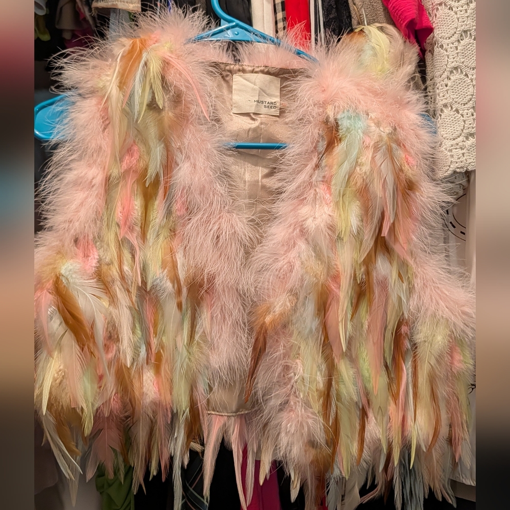 Mustard Seed Feather Vest Size Small/Medium